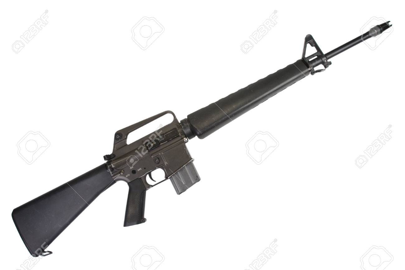 M16 Rifle Vietnam War Period Isolated On A White Background Stock