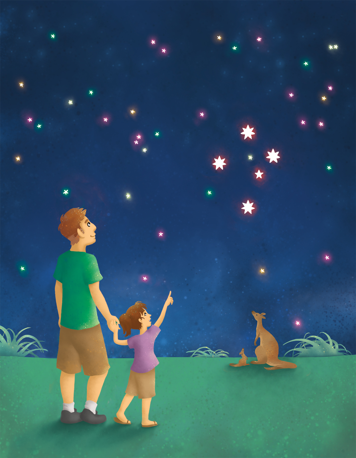 Mobile Tablet Print Wallpaper Cartoon Looking At Stars