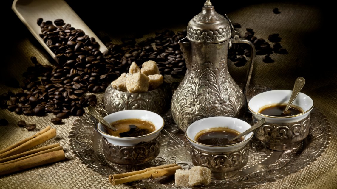 Turkish Coffee In Silver Cup HD Wallpaper