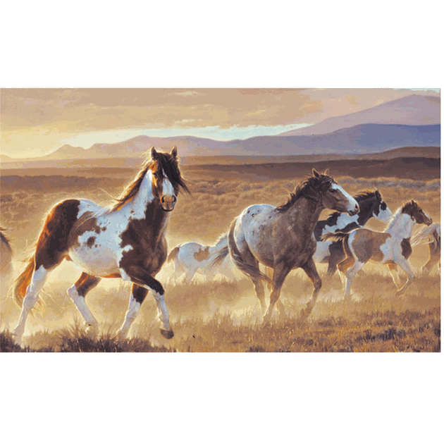 Painted Ponies Wallpaper Mural   Small 630x630