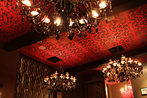 Black Chandeliers Red Wallpaper Music To My Eyes By