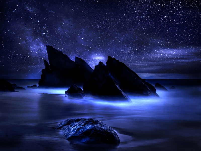 Dark Night Oceanscape Abstract Photography HD Desktop Wallpaper