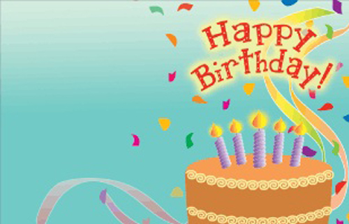 25 Happy Birthday Cake With Teal Background Small Cards 50
