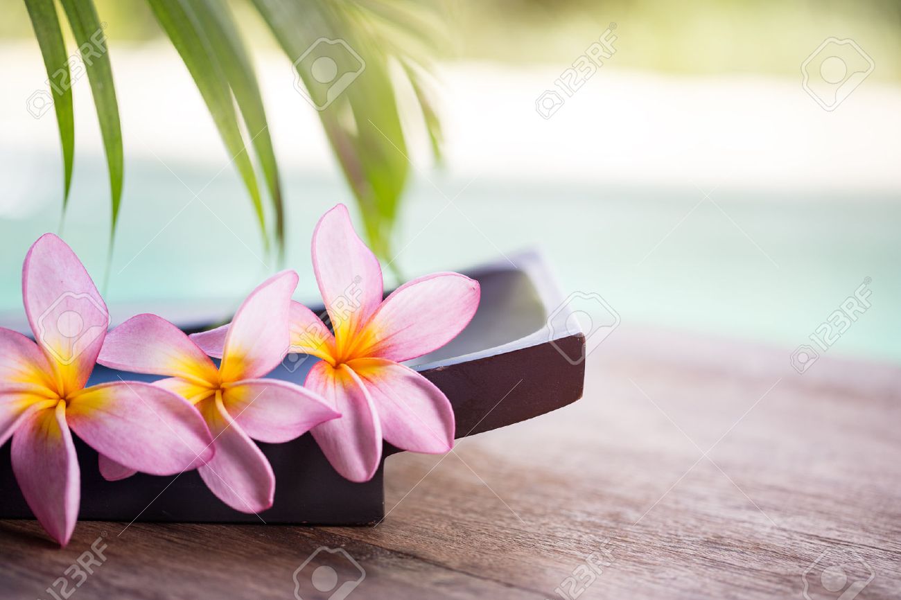 Spa And Wellness Background Tropical Environment With Frangipani