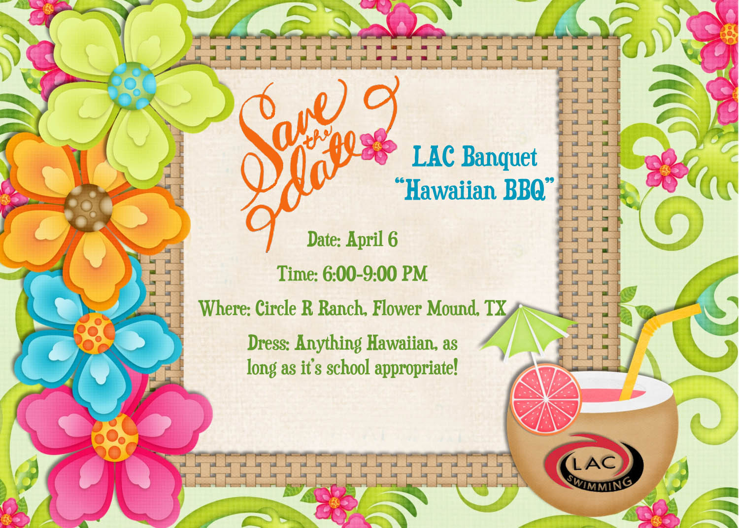 Hawaiian Flower Background Invitation