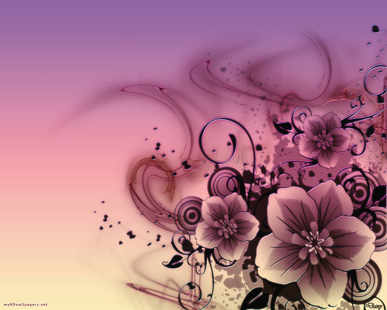 Abstract Pink Flowers Desktop Wallpaper HD