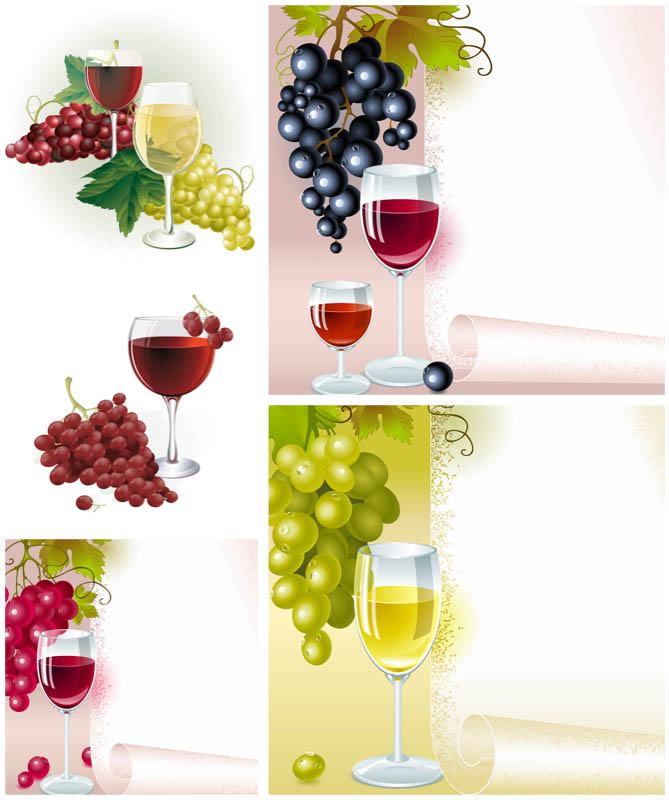 glass of wine vector set of 5 vector glass of wine backgrounds red and