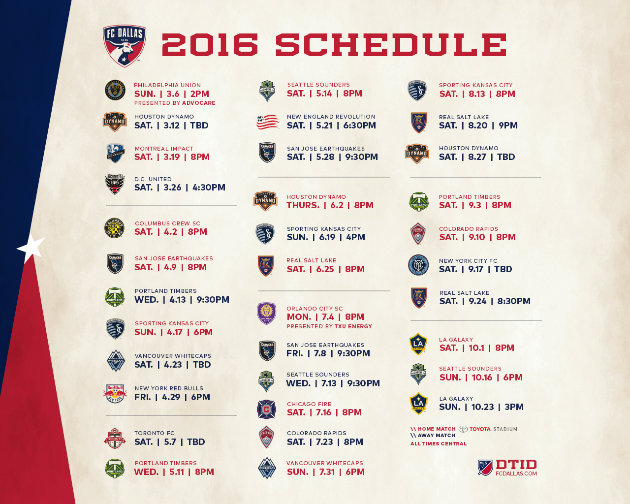 2016 Schedule Desktop Backgrounds FC Dallas