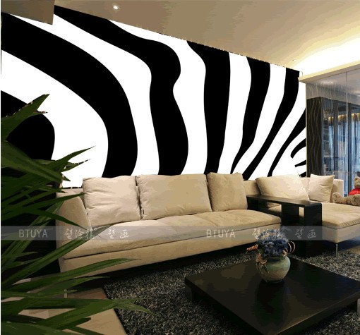 Doodle Mural Tv Background Wall Wallpaper Black And White Stripe Zebra