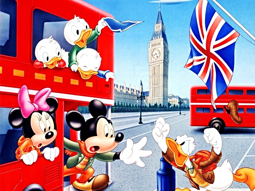 Walt Disney Characters Walt Disney Wallpapers   The Gang in London UK 1024x768