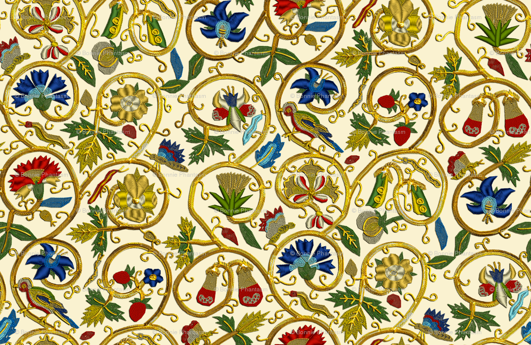 Embroidered Elizabethan Jacket Goldwork Imitation Wallpaper