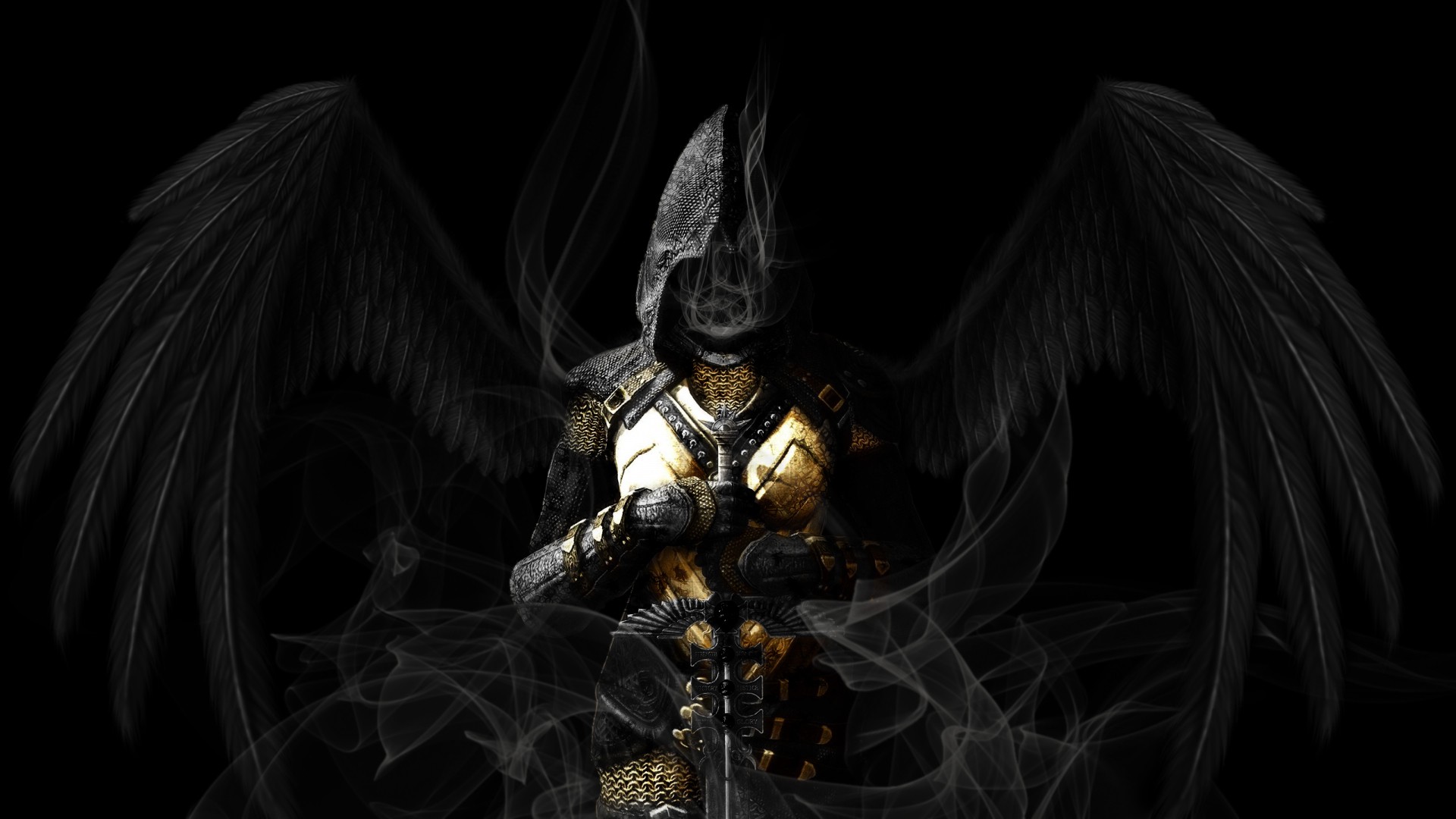 Angel Wings Black Sword Gothic Dark Reaper Grim Angels