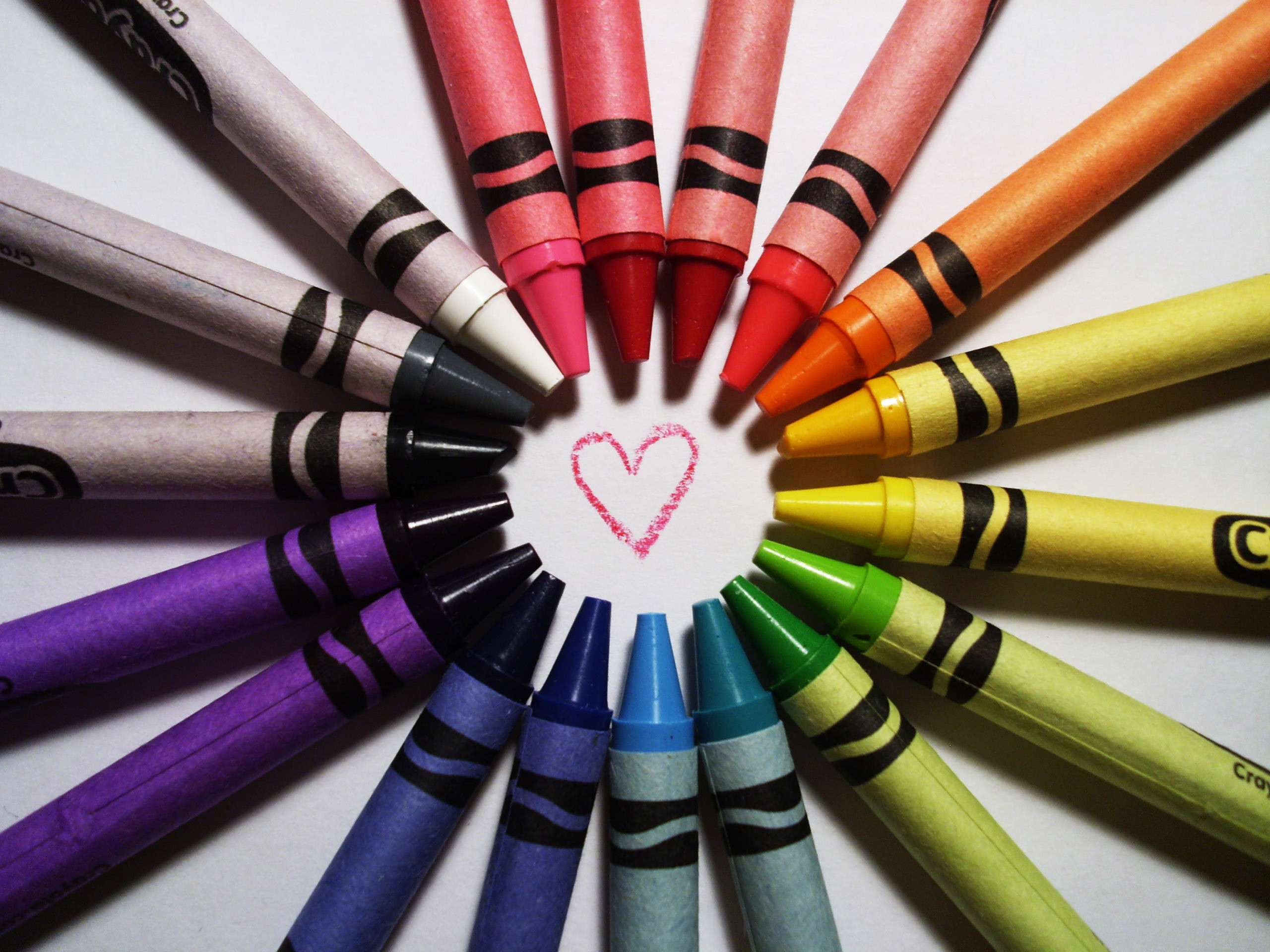 Paint Crayons Rainbows Hearts Wallpaper
