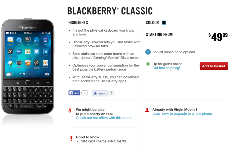 Blackberry Classic Now Available Through Virgin Mobile Canada