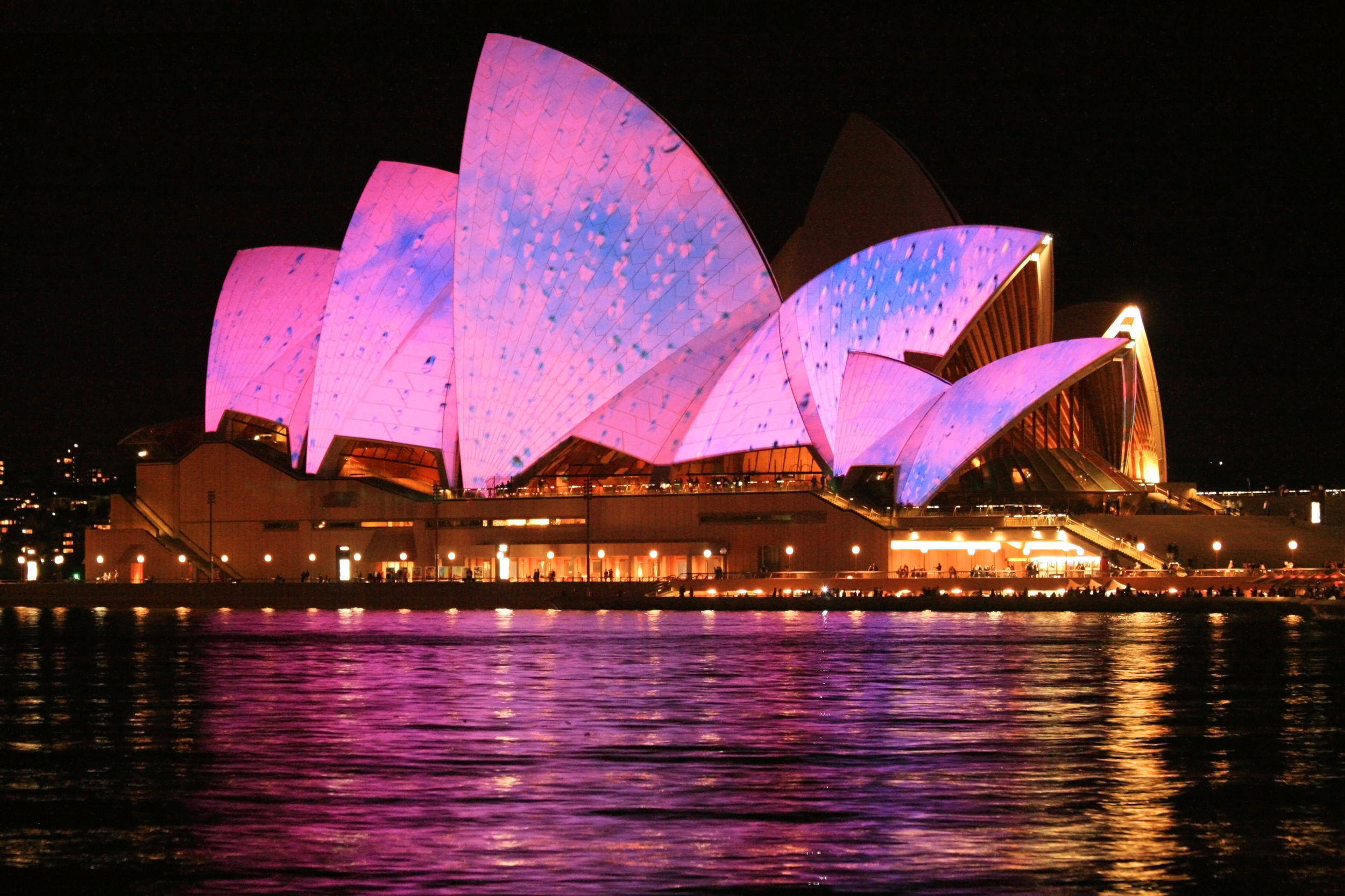 Lights Up Sydney Opera House at Night HD Wallpapers for Desktop
