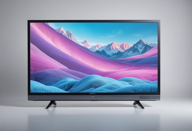 Flat Screen Tv With Purple Background Mountains Wallpaper