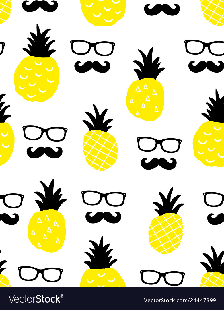 Seamless background with yellow pineapples Vector Image