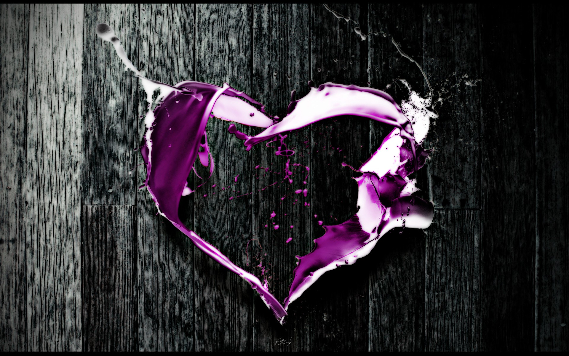 Abstract Love Purple Digital Art Hearts Selective Coloring