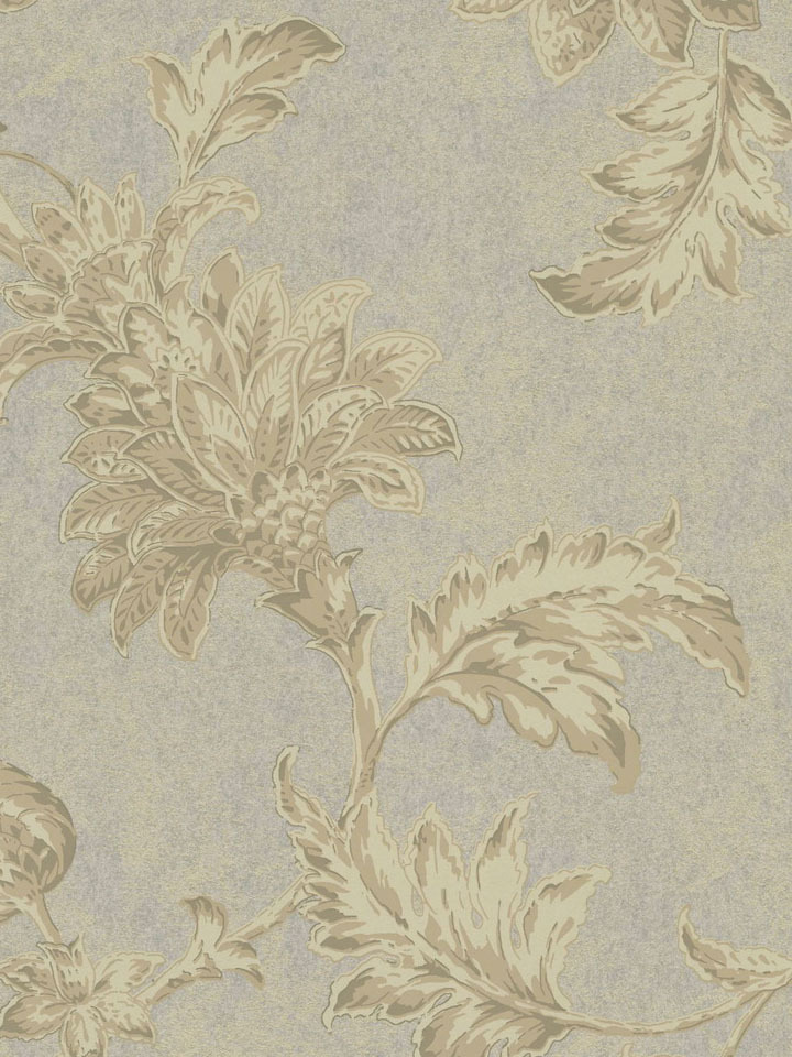 Grey Floral Trail Speckled Wallpaper