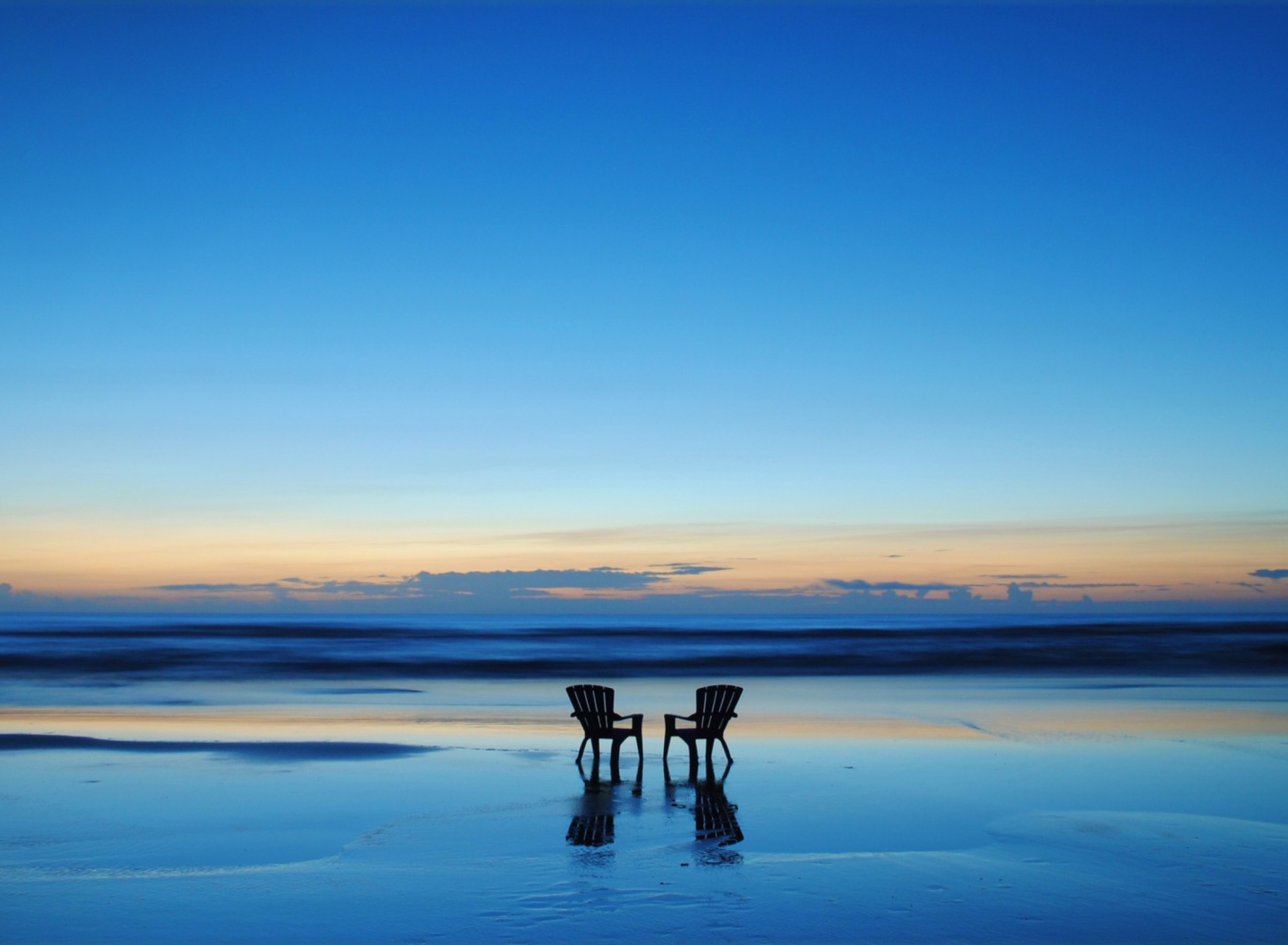 Beach Chairs For Couple At Sunset