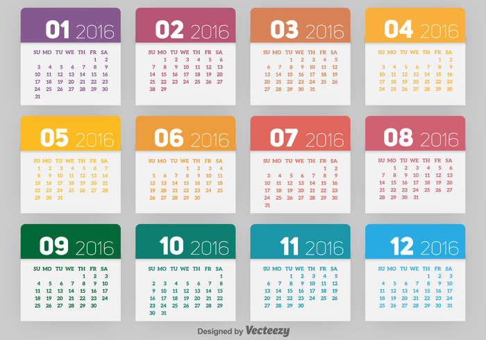 Calendar Multicolor Vector Template