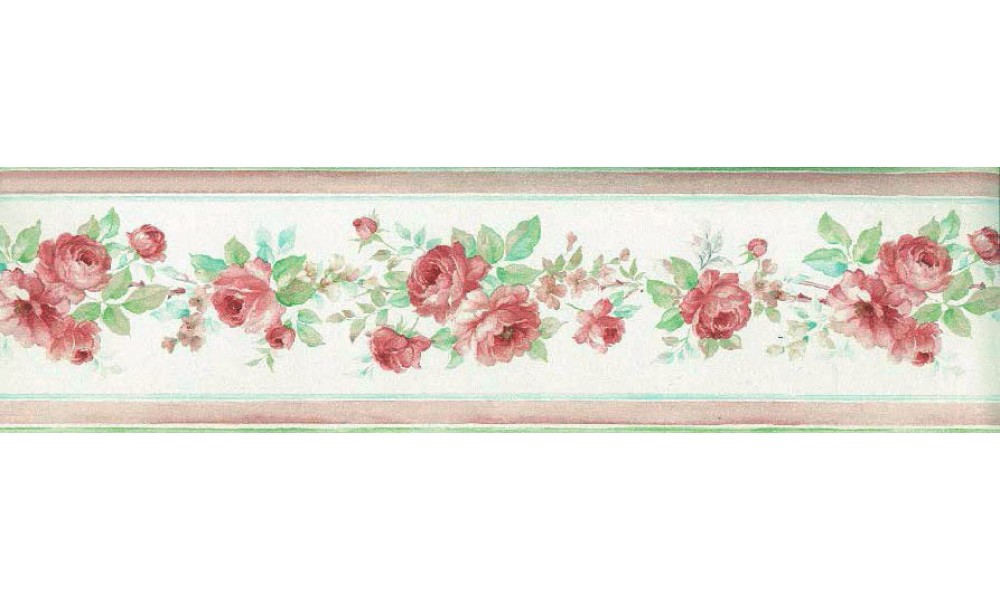 Home Pink Floral Roses Wallpaper Border