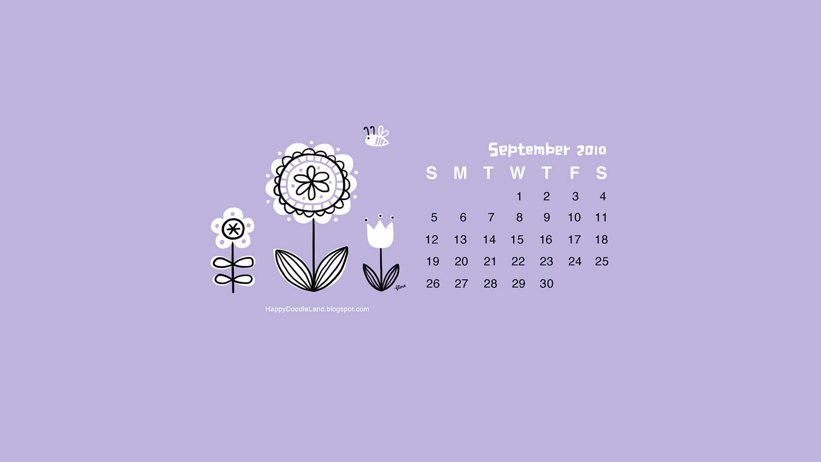 Happy Doodle Land September Desktop Wallpaper 1600x900