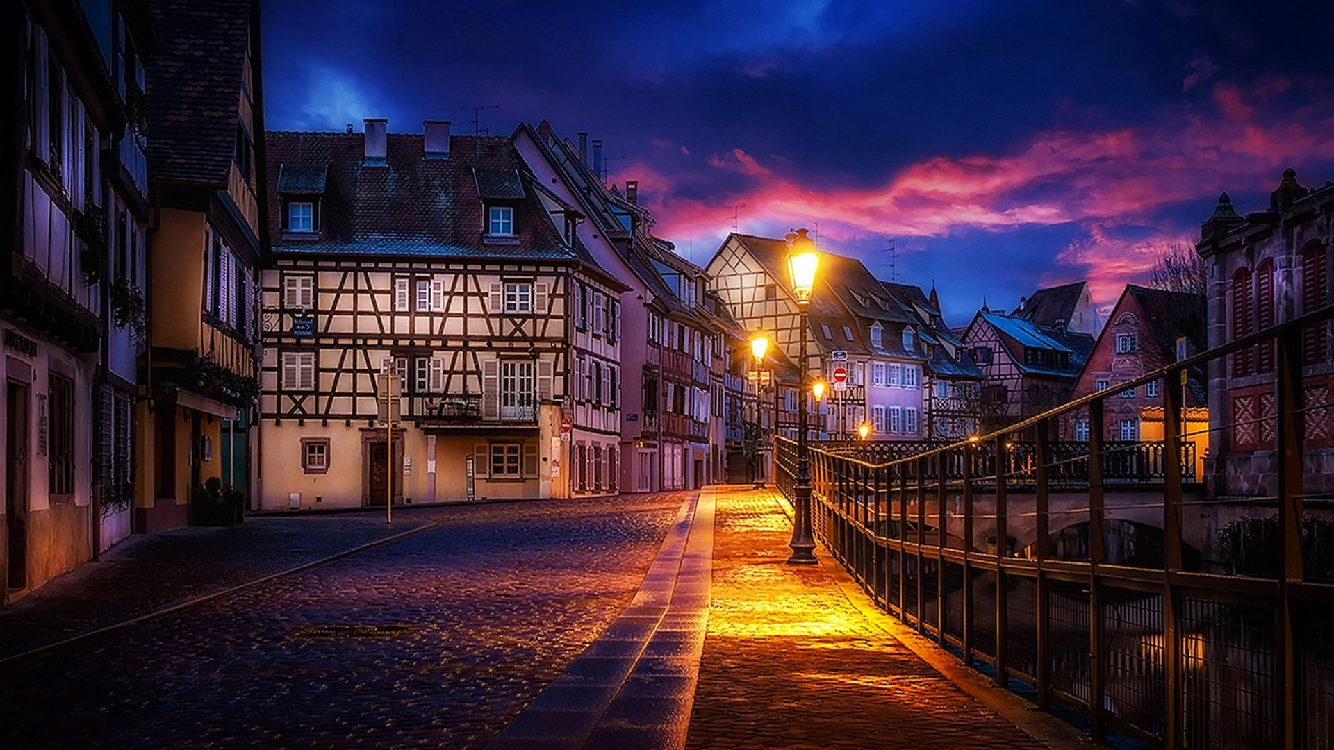 Evening Street Lights Laptop Full HD 1080p 4k Wallpaper