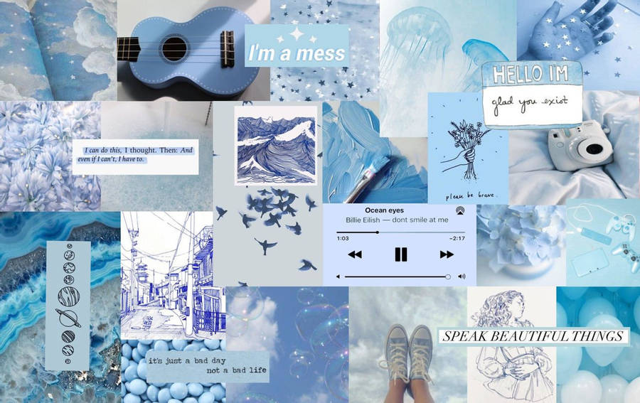 Blue Aesthetic Wall Collage Kit Pictures For Room Aesthetic Girls Bedroom  Decor Pretty Ins Style Wall Art Print Photo Collage Kit For Wall Aesthetic  50 Set  Amazonin Home  Kitchen