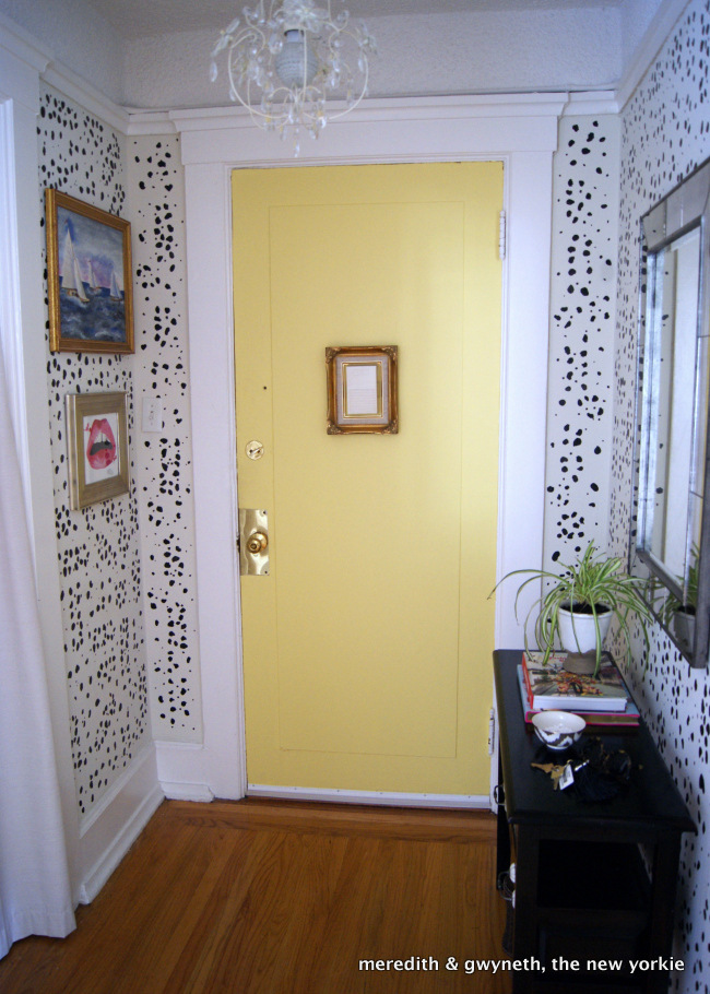 Diy Dalmatian Print Wallpaper Yellow Interior Door
