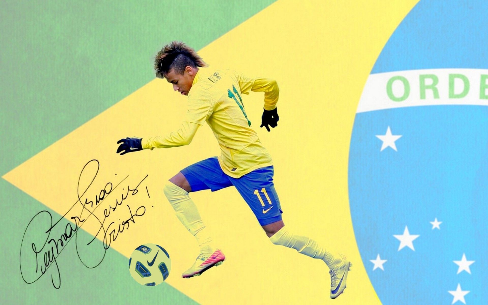 Neymar Brazilian Flag Signature Wallpaper Yoyowall
