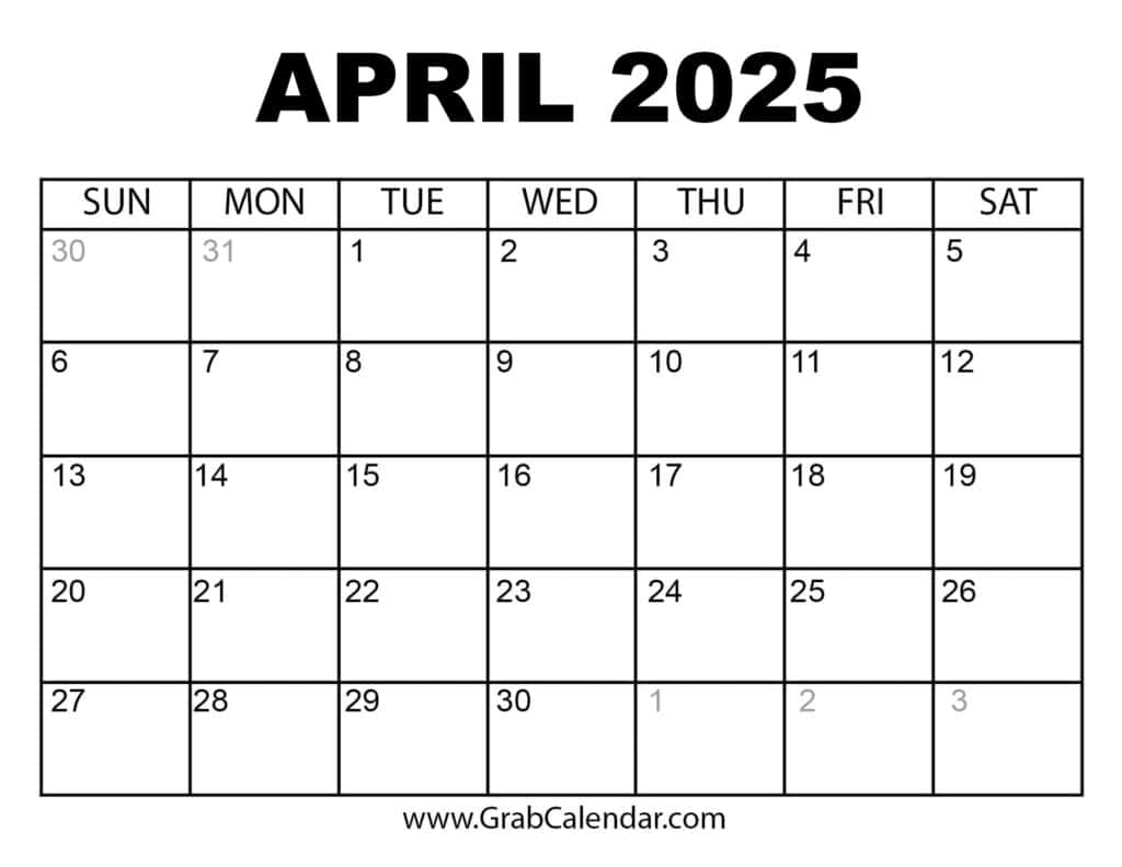 Printable April Calendar Wallpaper