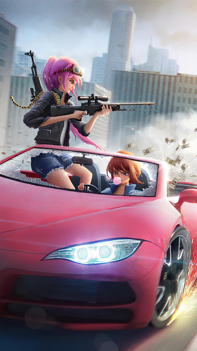 750x1334 Anime Girls Car Chase 4k iPhone iPhone 6S iPhone HD