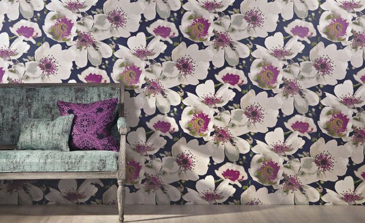 Beautiful modern floral digital print wallcovering from the ROMO Group