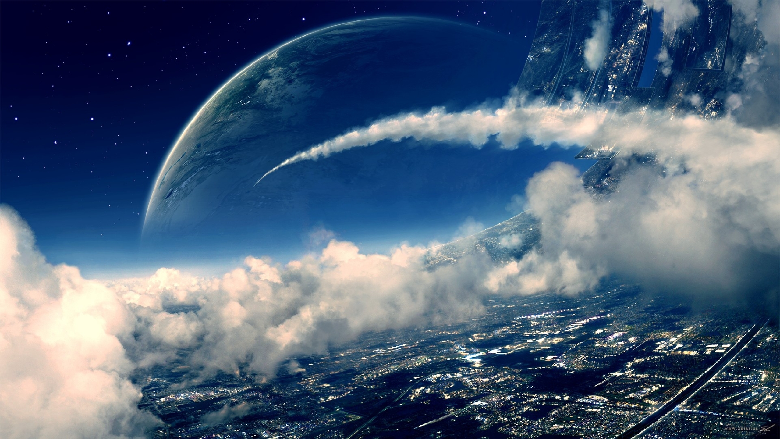Abstract Clouds Outer Space City Room Wallpaper