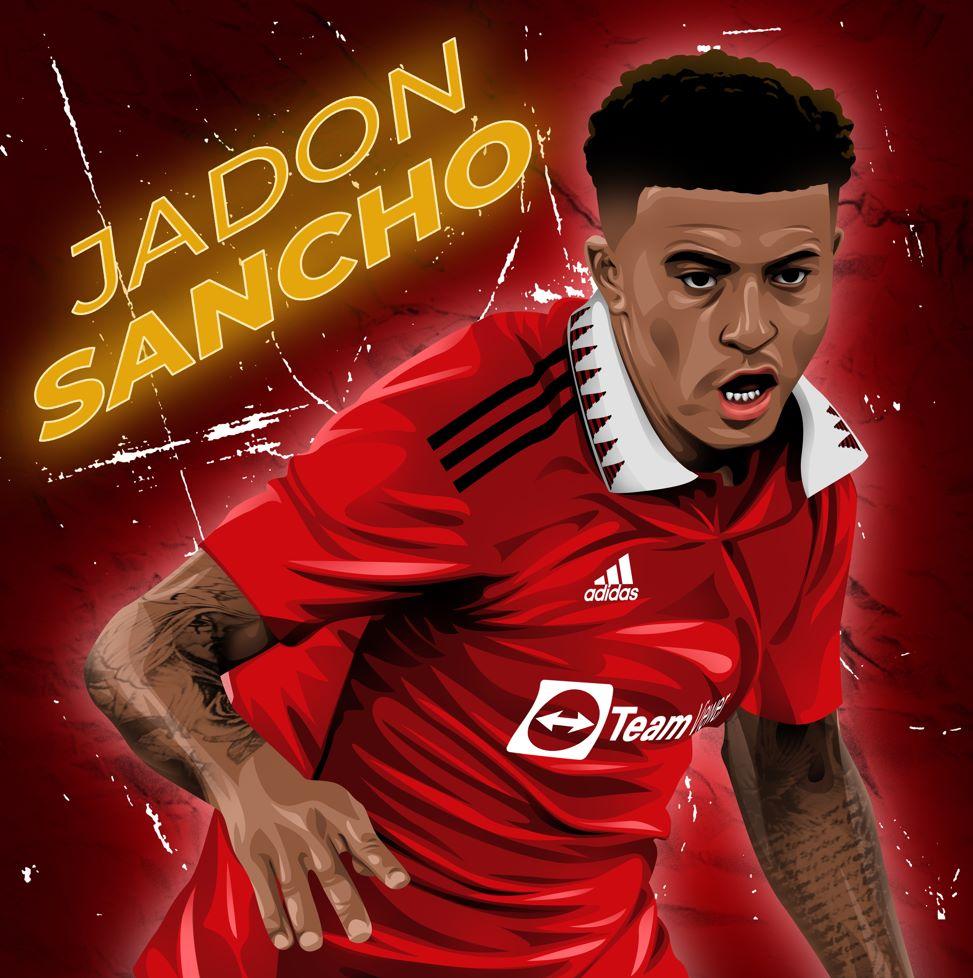 Jadon Sancho Man Utd Illustration Fut Personalized Cards For