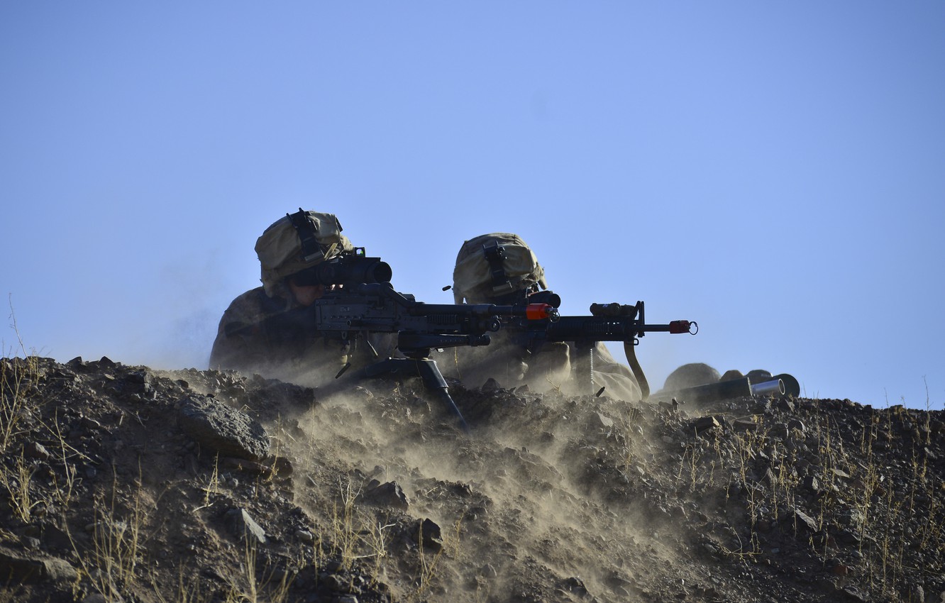 Wallpaper Weapons Soldiers Equipment On The Position Marines