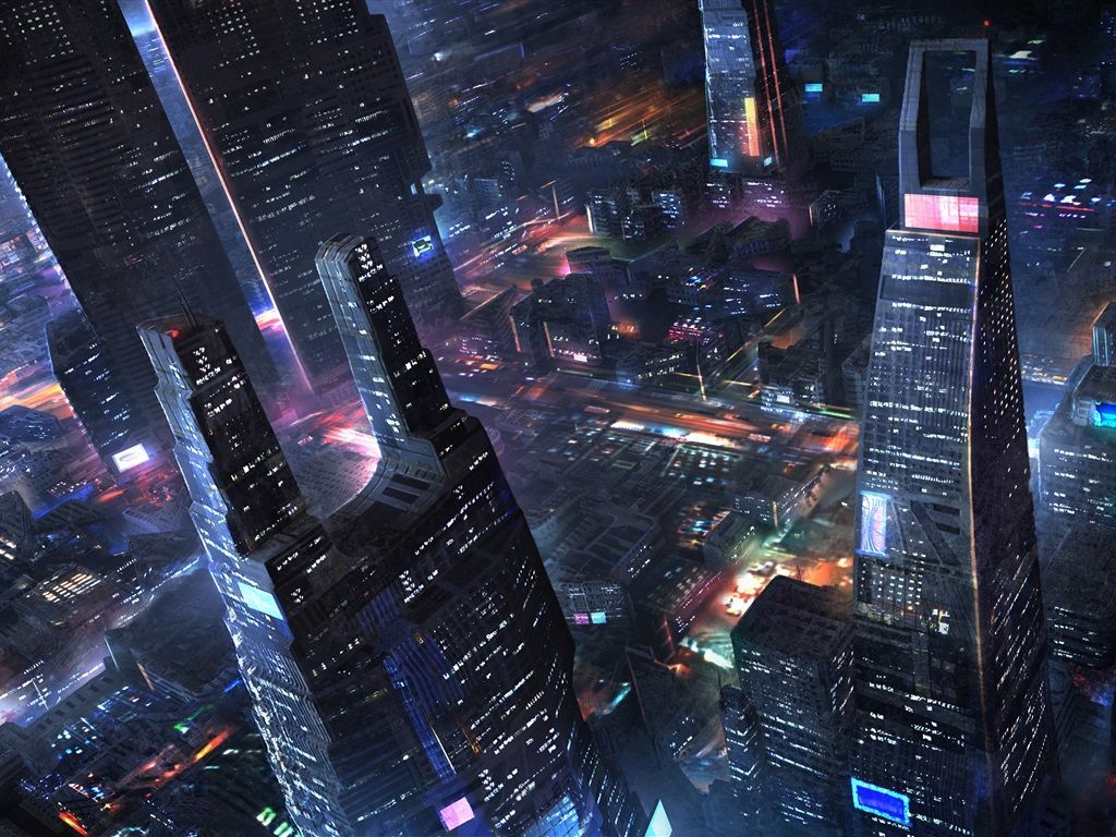 Futuristic City Night Wallpaper On