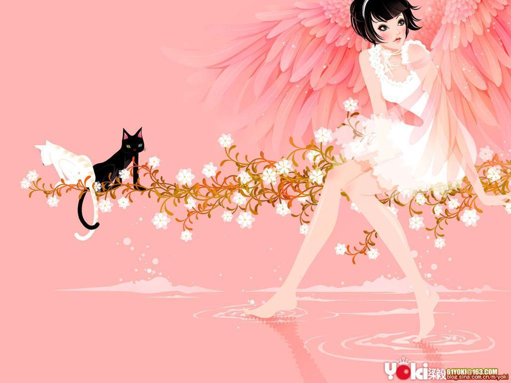Little Angel With Her Kitty Art Id
