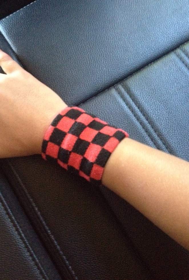 I Have A Black And Red Bajancanadian Checkered Wrist Band