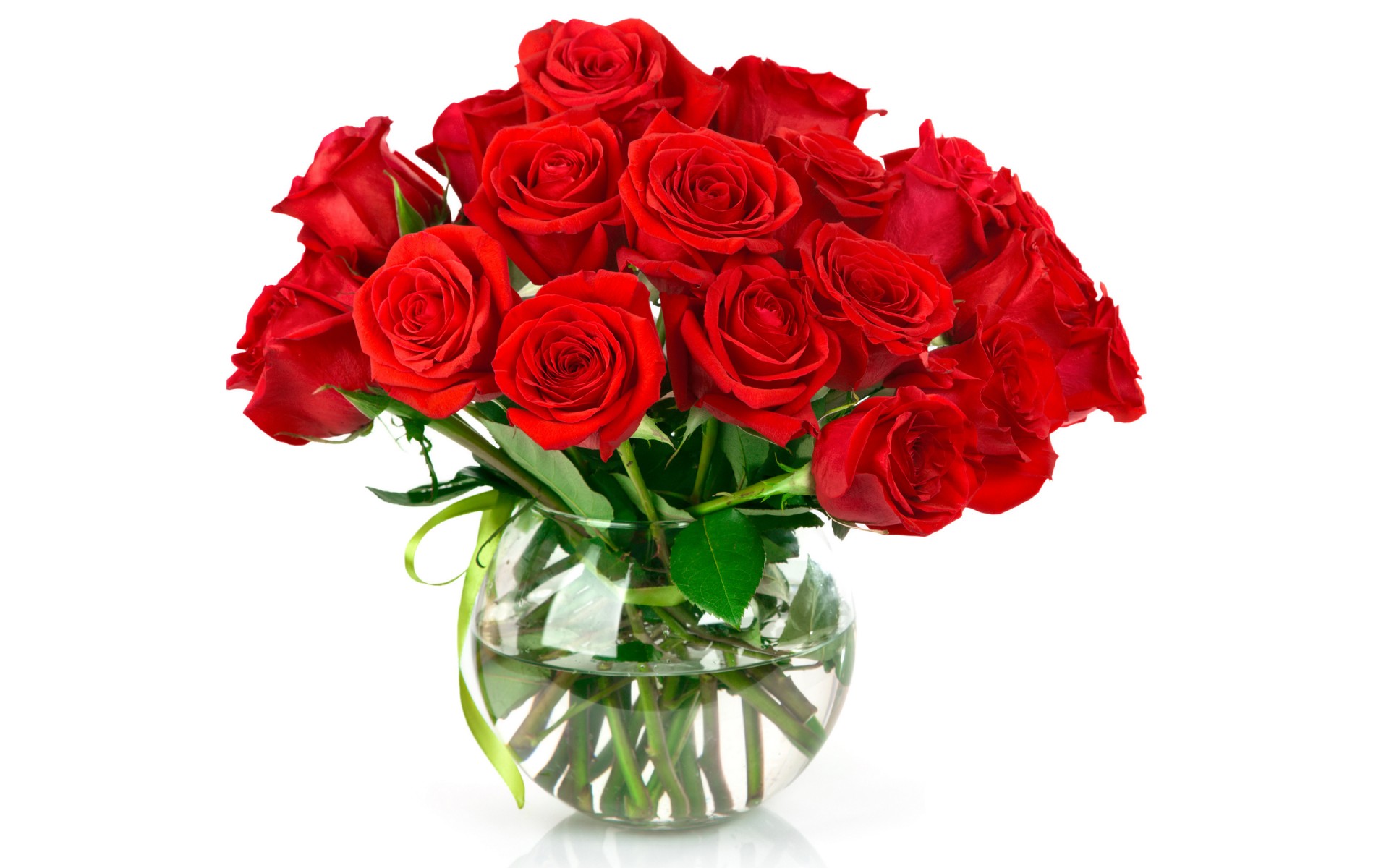 Bouquet Red Roses Pot Water Flowers Wallpaper