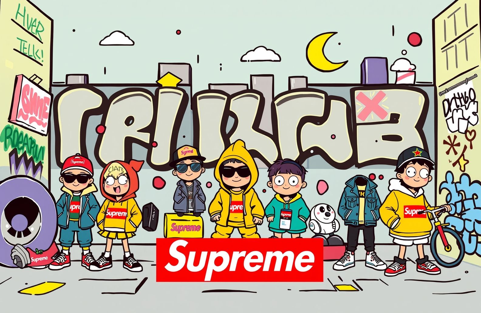 Supreme Cartoon Wallpaper