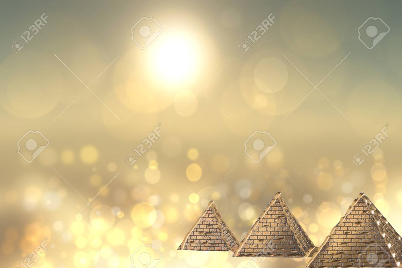 Golden Pyramids Ancient Egypt With Shinig Bokeh Background