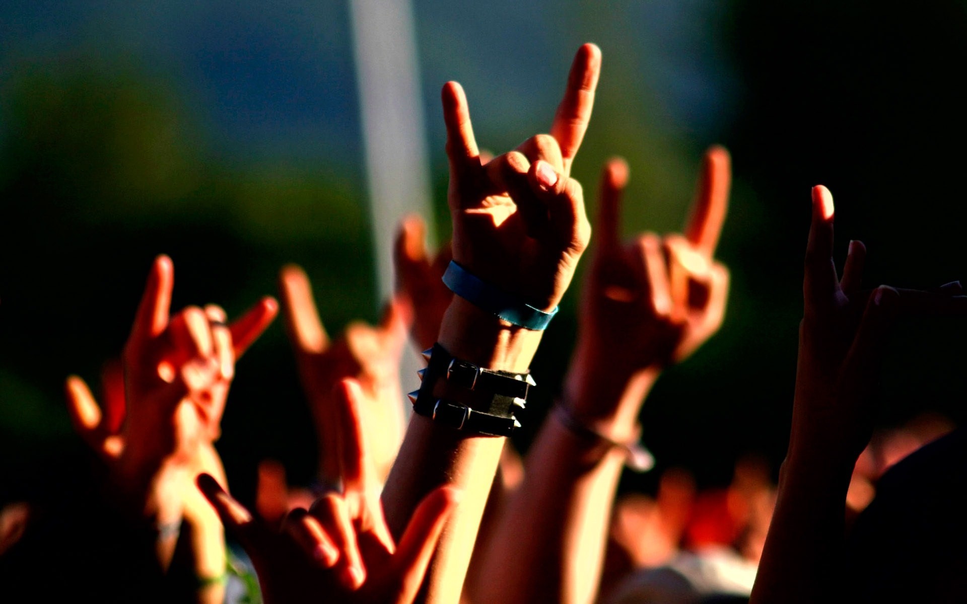 Music Concert Metal Horns Hand Signs Wide HD Wallpaper Res