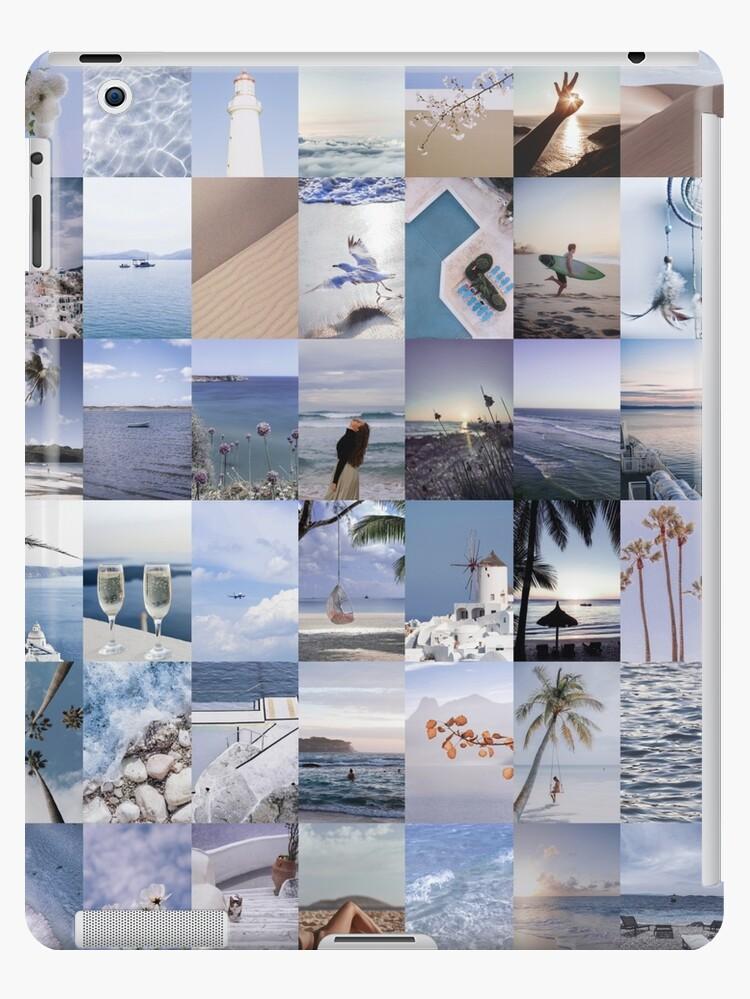 Aesthetic Pictures Blue Beige Beach Sand Photo Collage Shadow