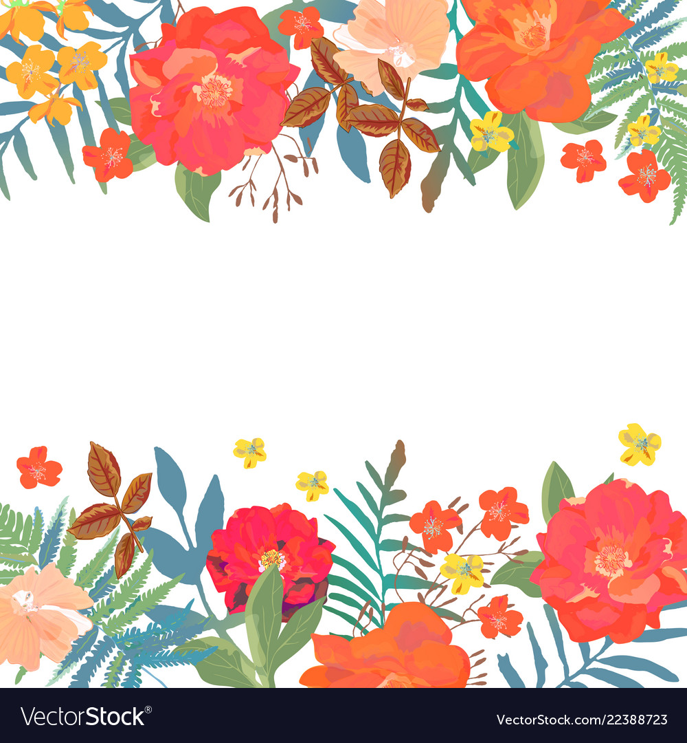 Floral Background Hand Drawn Flowers With Place Vector Image