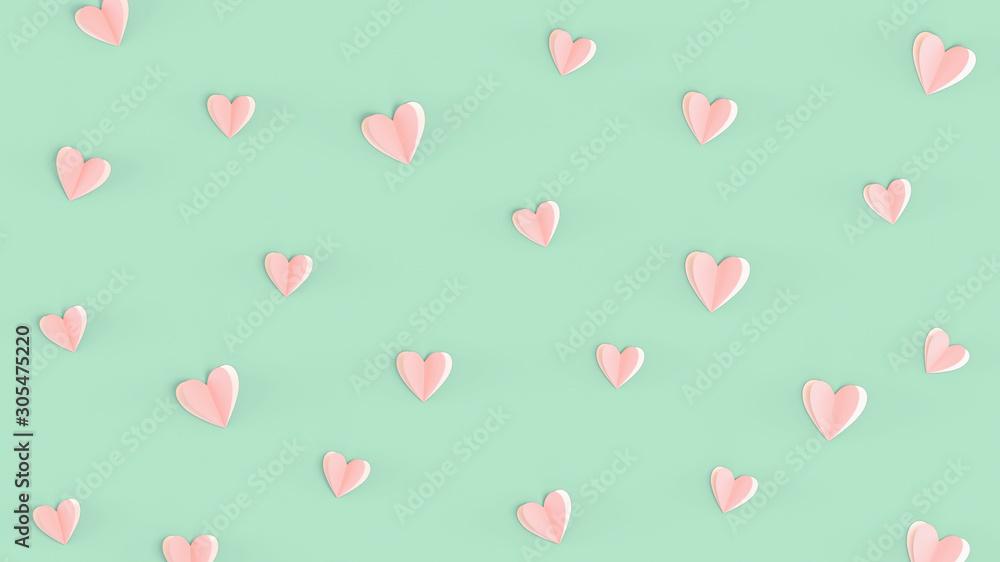 Valentines Day Pink Heart Background Top Turquoise Colored