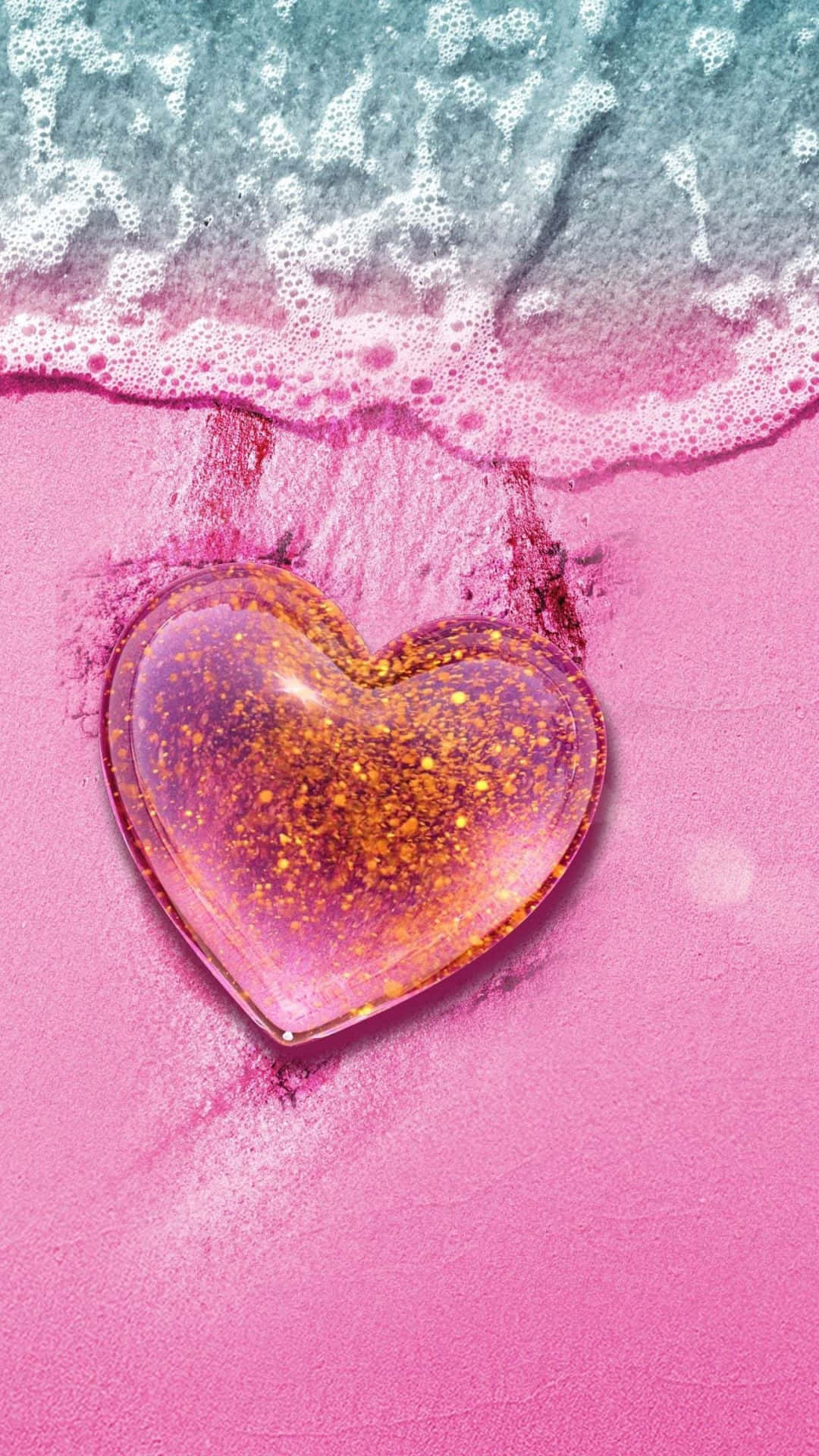 Glitter Pink Hearts Wallpaper