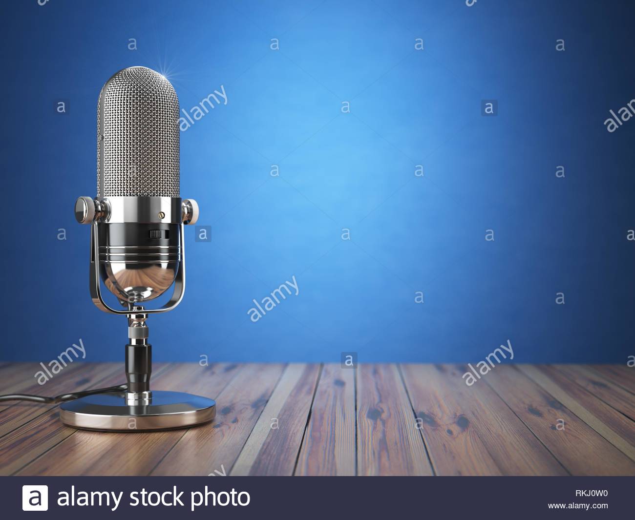 Retro Old Microphone Radio Show Or Audio Podcast Concept Vintage