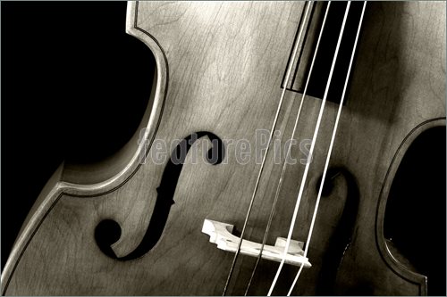Of Image A Double Bass Or Standup On Black Background